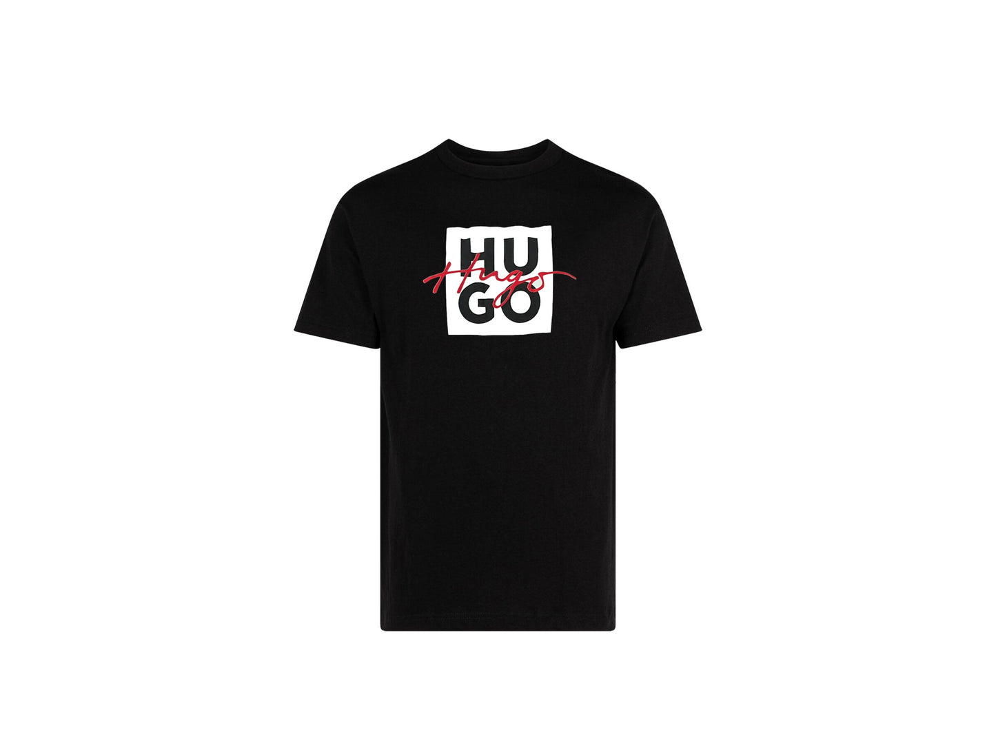 HUGO white square Red Font T-Shirt